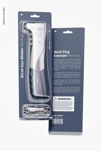 Rivet Gun Blisters Mockup, Front And Back Psd