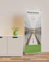 Roll Up Banner Mockup In Interior Scene Next To The Cupboard Psd