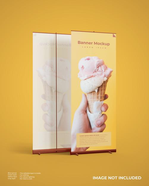 Roll Up Banner Mockup Look Front View Psd