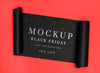 Rolled Banner Of Red Background Black Friday Sales Mock-Up Psd