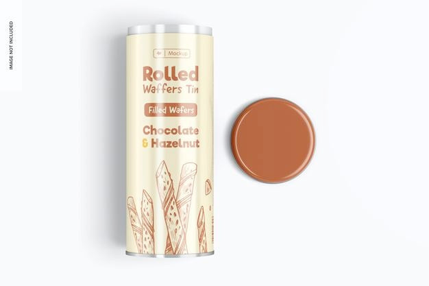 Rolled Wafers Tin Mockup, Top View Psd