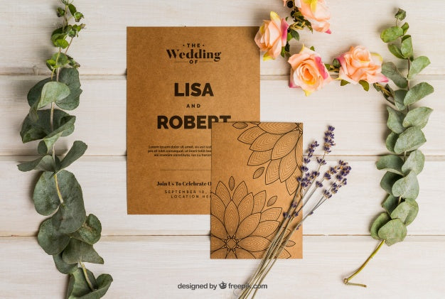Romantic Cardboard Wedding Set Psd