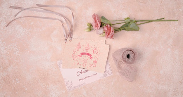 Romantic Flowers With Wedding Invitation Psd