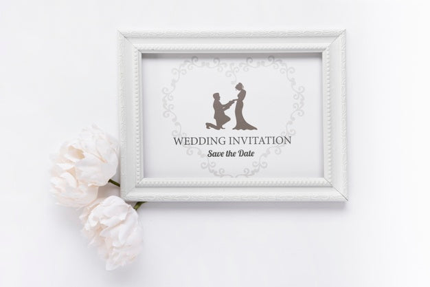 Romantic Frame With Wedding Invitation Psd