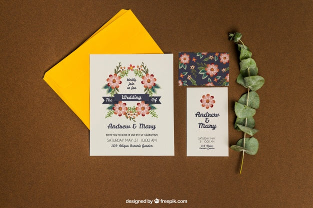 Romantic Stationery Wedding Mockup Psd