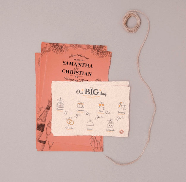 Romantic Wedding Invitation With Flat Lay Psd