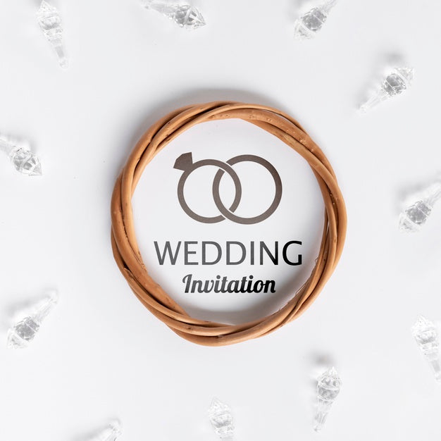 Romantic Wedding Invitation With Flat Lay Psd