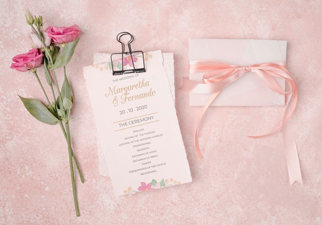 Romantic Wedding Invitation With Flowers Psd