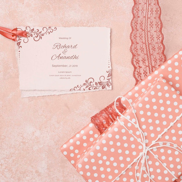 Romantic Wedding Invitation With Gift Psd