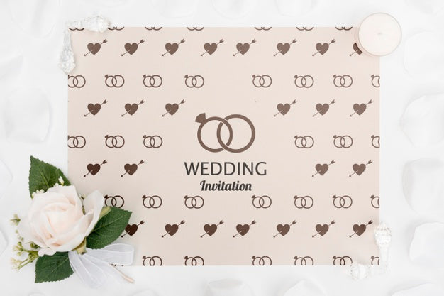 Romantic Wedding Invitation With Rose Psd