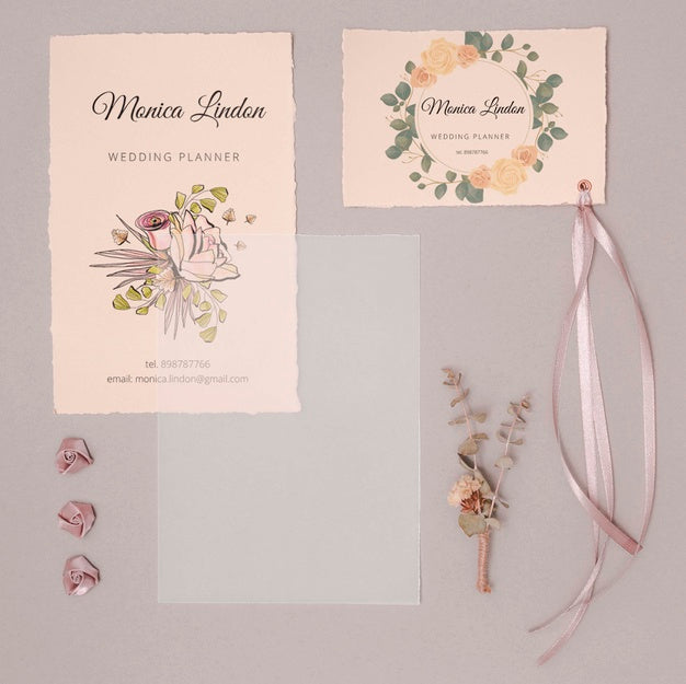 Romantic Wedding Invitations With Ribbon Psd