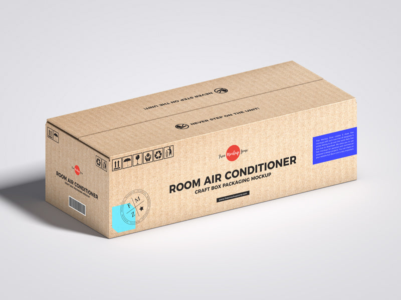 Room Air Conditioner Craft Box Packaging Mockup