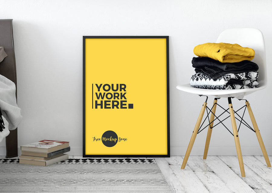 Room Interior Standing Poster Mockup Psd 2018