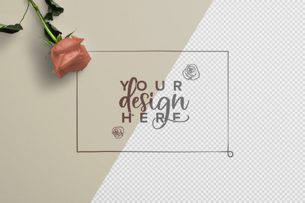 Rose On Stem Background Mockup Psd