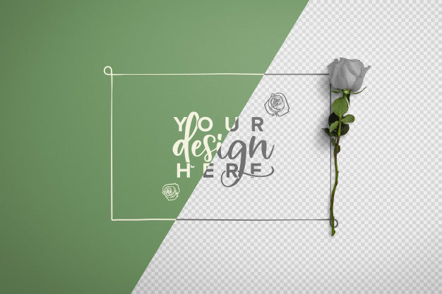 Rose On Stem Background Mockup Psd