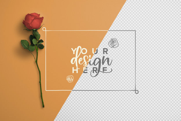 Rose On Stem Background Mockup Psd