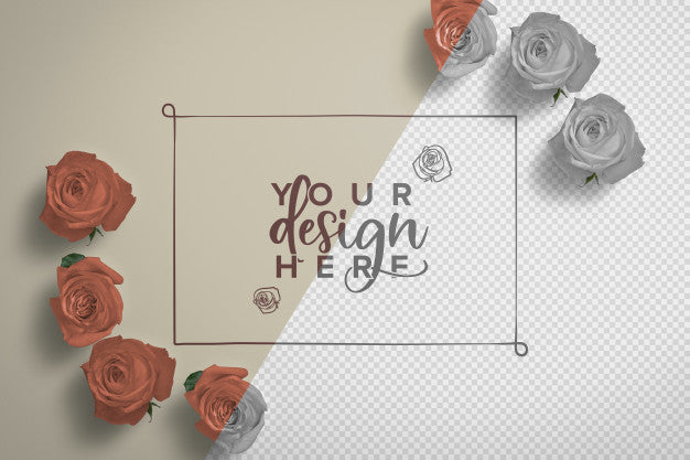 Roses Frame Background Mockup Psd
