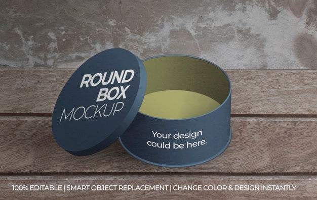 Round Box Mockup Psd