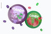 Round Candy Boxes Mockup, Floating Psd