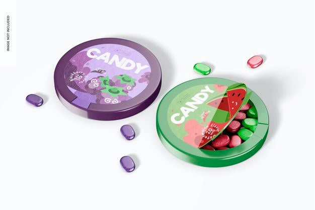 Round Candy Boxes Mockup Psd