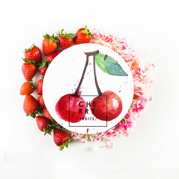 Round Card Mockup With Tropical Summer Concept With Strawberries Psd