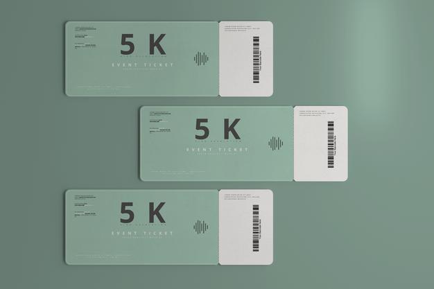 Round Corner Ticket Mockup Psd