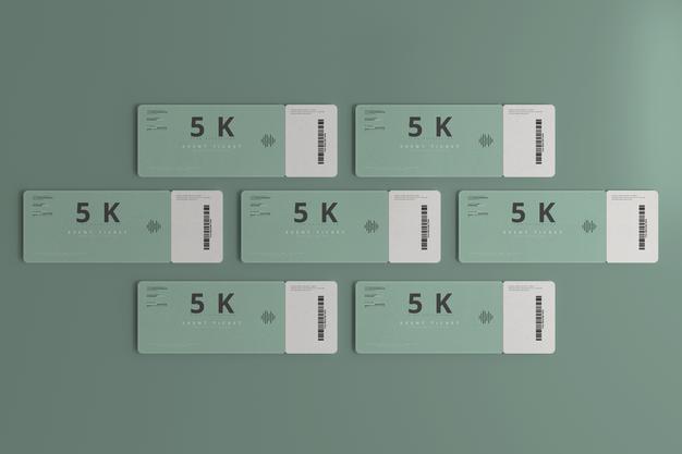 Round Corner Ticket Mockup Psd