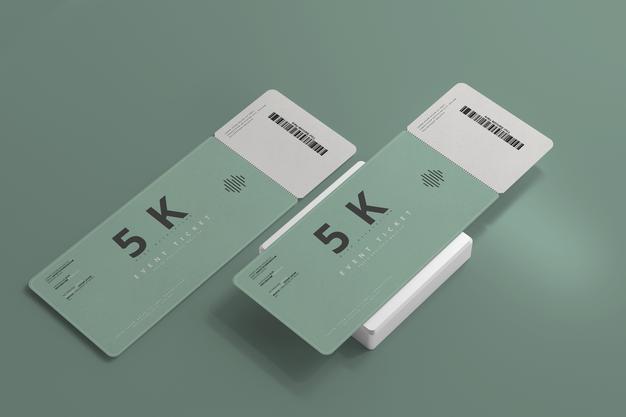 Round Corner Ticket Mockup Psd