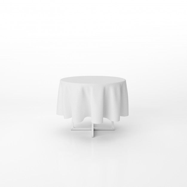 Round Dining Table Mockup With A White Cloth Psd