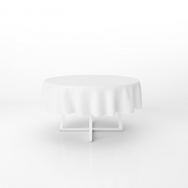 Round Dining Table Mockup With A White Cloth Psd
