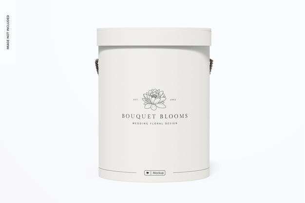 Round Flower Box Mockup, Front View Psd