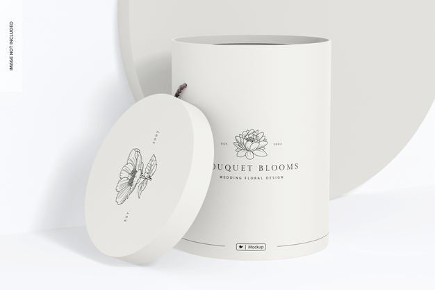 Round Flower Box Mockup, Opened Psd