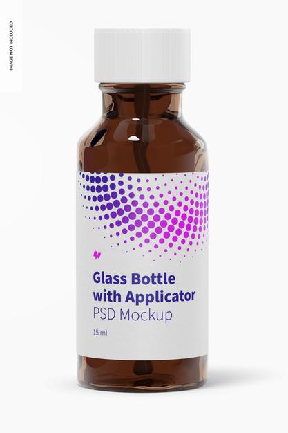 Round Glass Bottle With Applicator Rod Mockup Psd