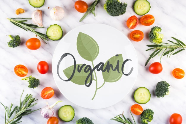 Round Paper Mockup And Organic Food Psd