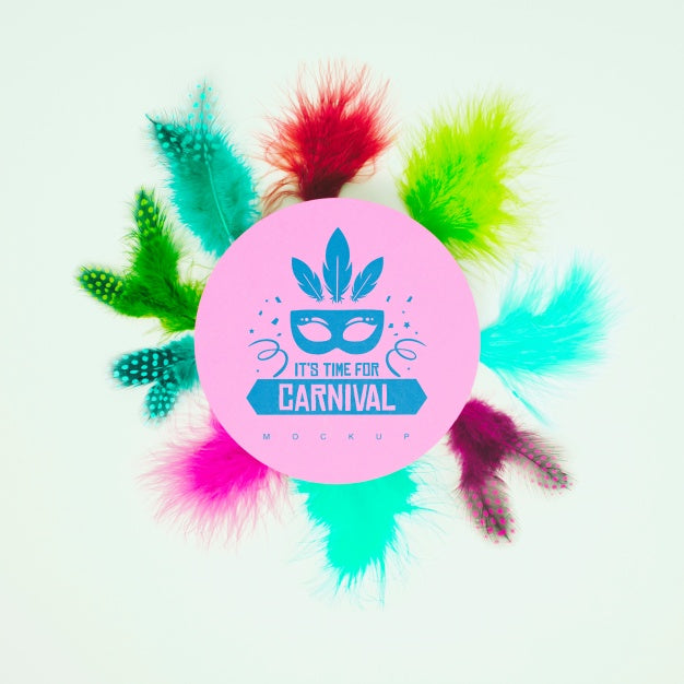 Round Paper Mockup With Carnival Concept Psd