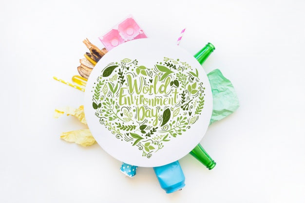 Round Paper Mockup With World Environment Day Concept Psd