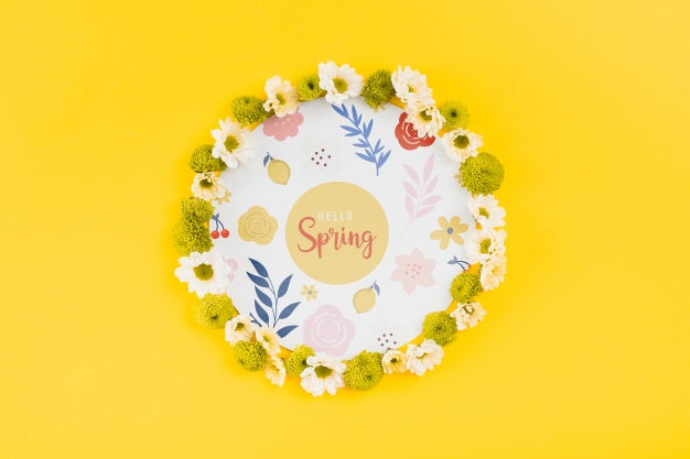 Round Paper Template With Flowers For Spring Psd