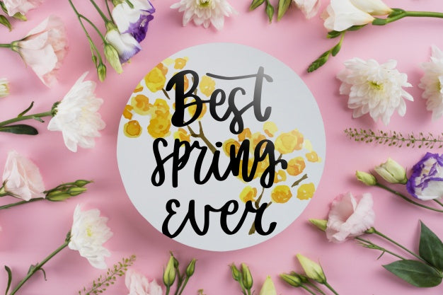 Round Paper Template With Flowers For Spring Psd