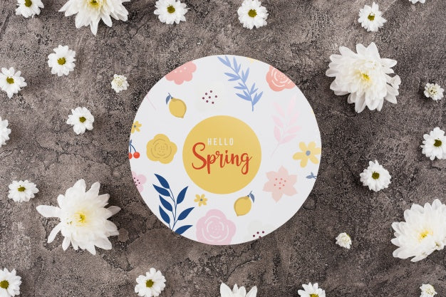 Round Paper Template With Flowers For Spring Psd