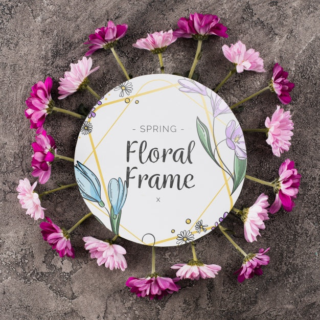 Round Paper Template With Flowers For Spring Psd