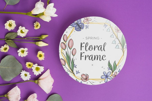 Round Paper Template With Flowers For Spring Psd