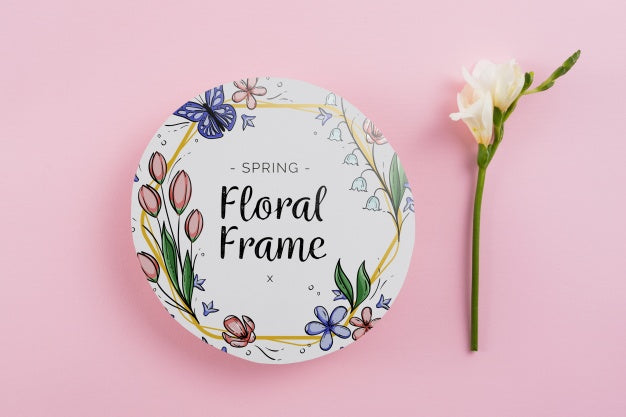Round Paper Template With Flowers For Spring Psd