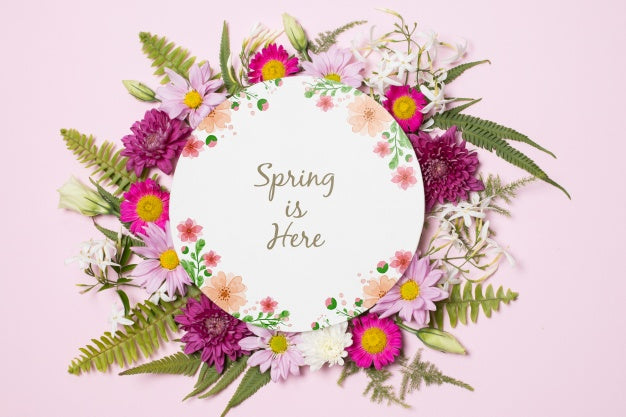 Round Paper Template With Flowers For Spring Psd