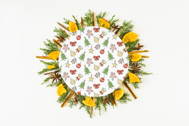 Round Paper With Flowers Around Psd