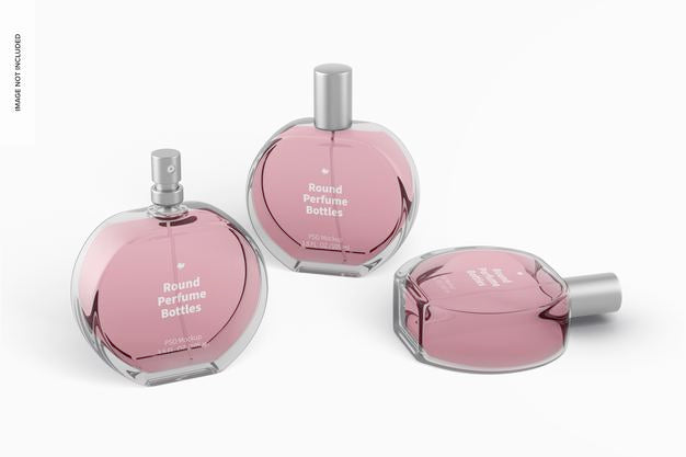 Round Perfume Bottle Set Mockup Psd