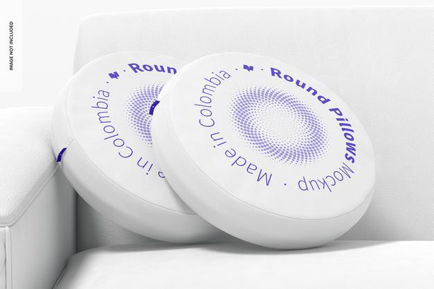 Round Pillows With Sofa Mockup Psd
