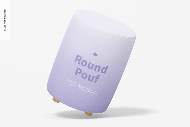 Round Pouf Mockup, Leaned Psd