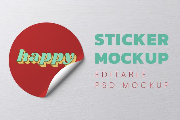 Round Sticker Design Mockup Psd