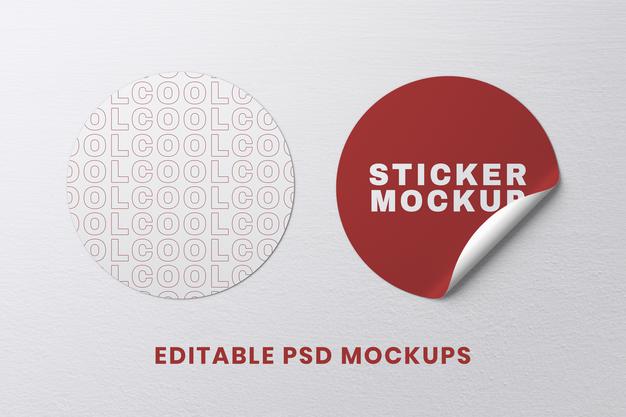 Round Sticker Design Mockup Psd