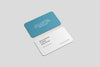Rounded Business Card Mockup High Angle View Psd